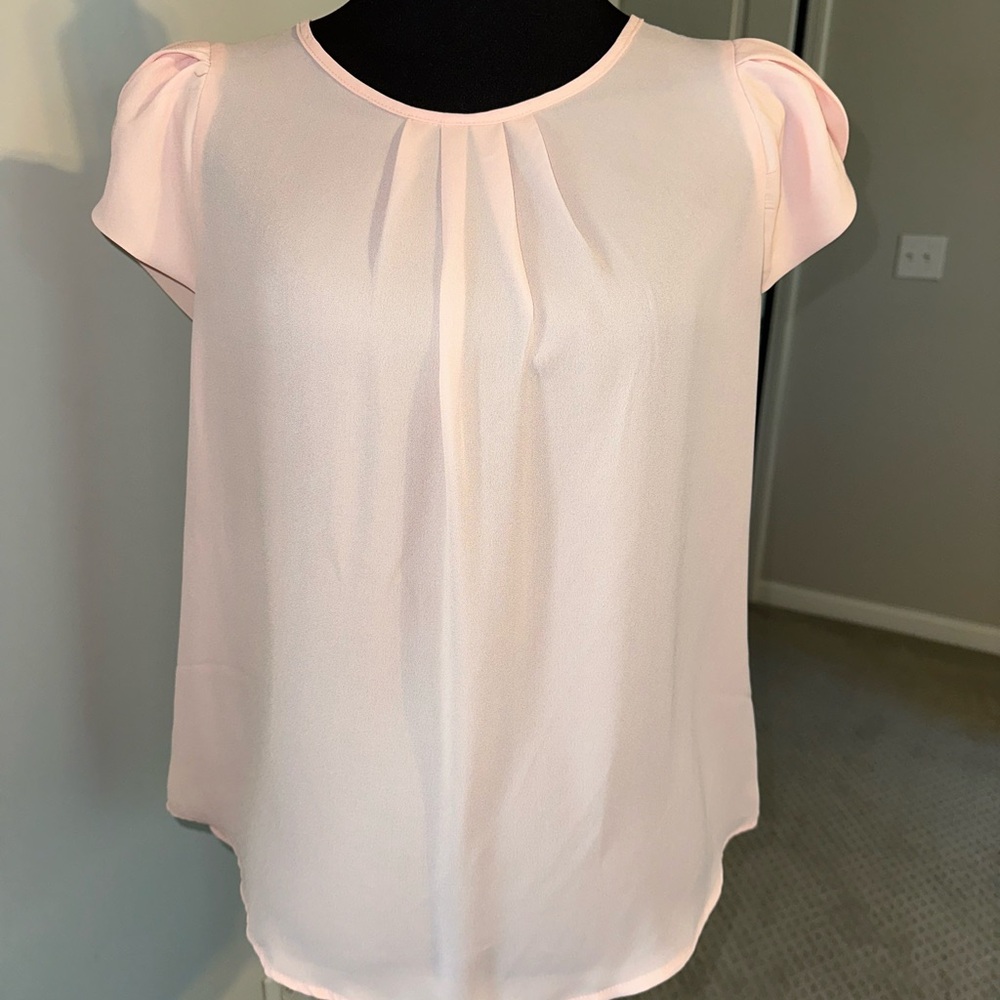 Elegant Pink Cap Sleeve Pleated Blouse
